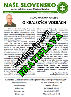 Časopis Naše Slovensko - október 2013