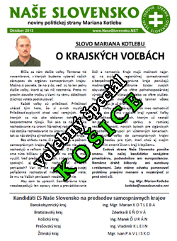 Časopis Naše Slovensko - október 2013
