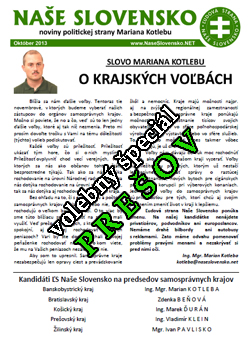 Časopis Naše Slovensko - október 2013