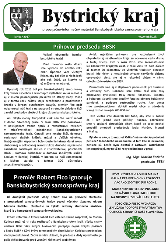 Časopis Bystrický kraj - január 2017