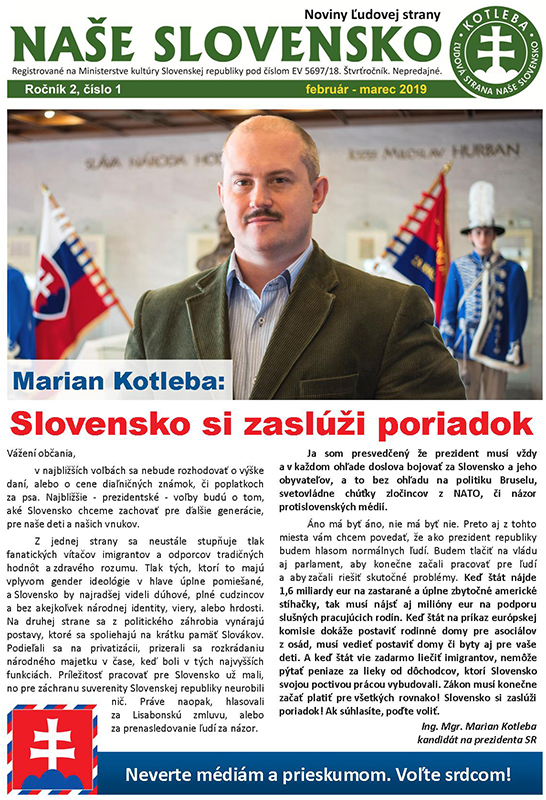 Noviny ĽS Naše Slovensko - marec 2019