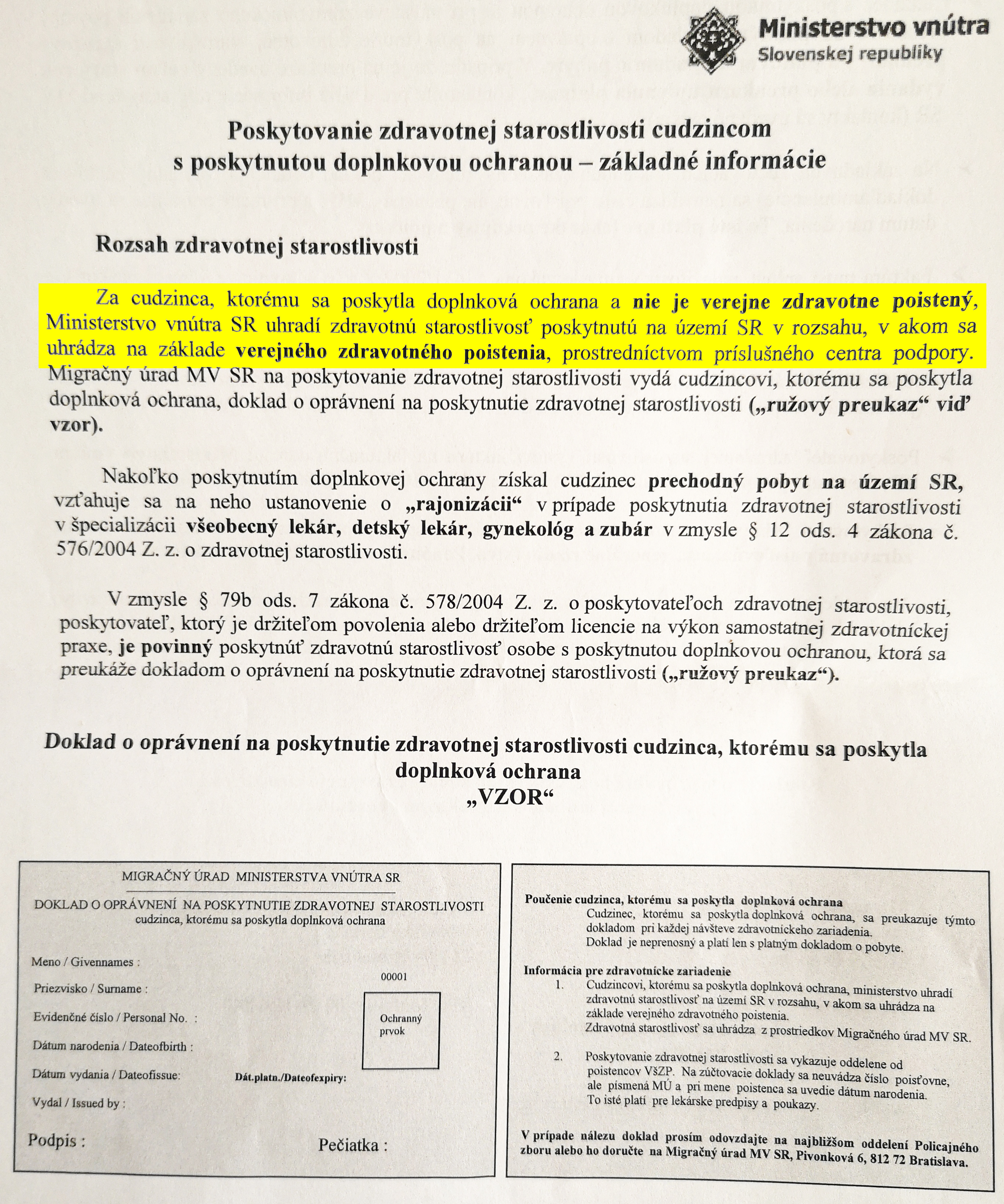 Zdravotná starostlivosť o cudzincov