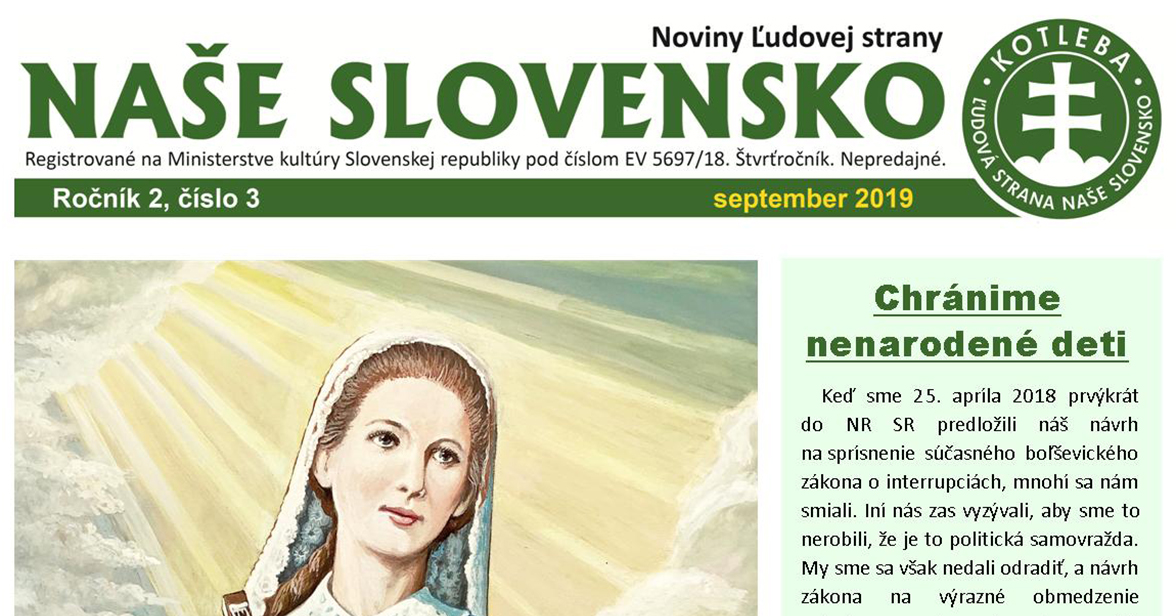 Noviny ĽS Naše Slovensko - september 2019